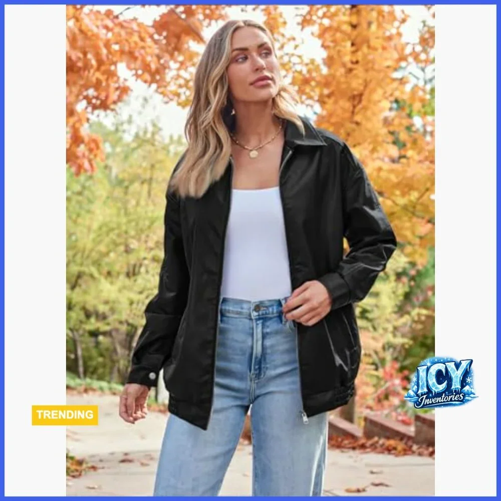 Oversized Faux Leather Motorcycle Jacket with Zipper Closure